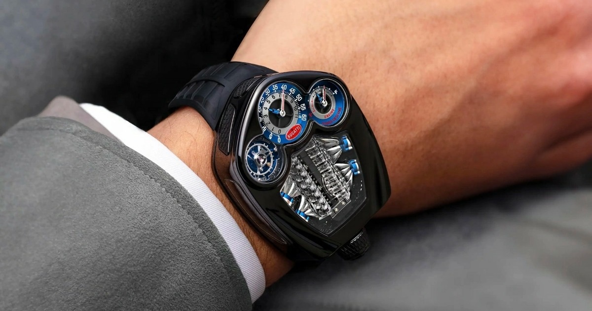 Núm vặn mô phỏng các núm điều khiển trên xe, còn các mặt đồng hồ phụ được thiết kế mô phỏng cụm đồng hồ trên siêu xe Bugatti Tourbillon (Ảnh: Bugatti).